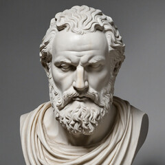 Obraz premium Ancient marble sculpture of a stoic old man with a majestic beard