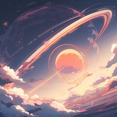 Celestial Fantasy Artwork Featuring Vibrant Planetary Bodies and Cosmic Phenomena