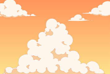 背景素材_夕焼けと入道雲