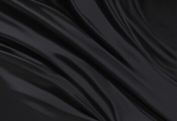 Obraz premium Elegant Black Satin Wave Background: A Luxurious and Stylish Soft Material Design