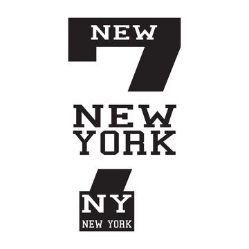 vector image of number 7 written new york, NY, print style. Vector for silkscreen, dtg, dtf, t-shirts, signs, banners, Subimation Jobs or for any application