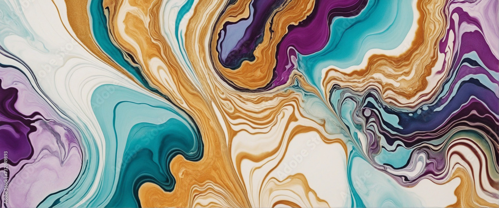 Poster sleek and stylish abstract marble artwork with dynamic fluid patterns and glistering colors in a mod