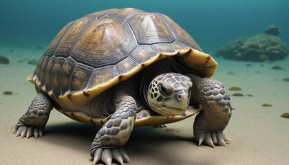 Obraz premium Vibrant Three-Dimensional Turtle Illustration in a Colorful Environment