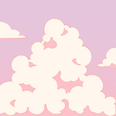 背景素材_夕焼けと入道雲