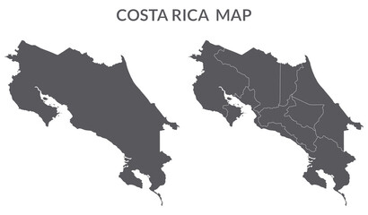 Costa Rica map. Map of Costa Rica in grey set