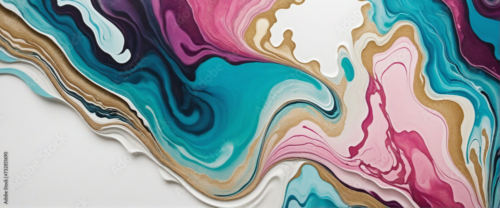 Poster sleek and stylish abstract marble artwork with dynamic fluid patterns and glistering colors in a mod