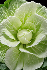 Obraz premium Lush white cabbage in a vibrant macro shot growing in the garden 