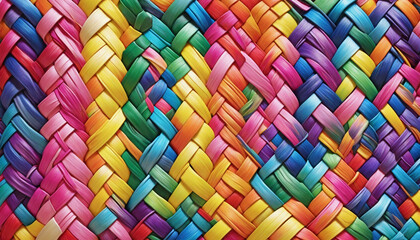 Vibrant Rainbow Pride Wallpaper featuring Colorful Basket Weave Pattern and 3D Illustration