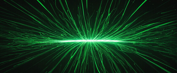 Abstract Green Sparkles on a Dark Background with a Cosmic Vibe