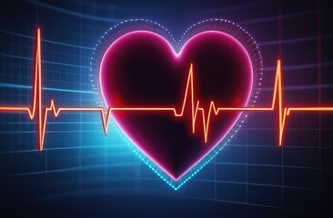 Abstract heart and digital cardiogram curve as a symbol of cardiovascular health. Background 