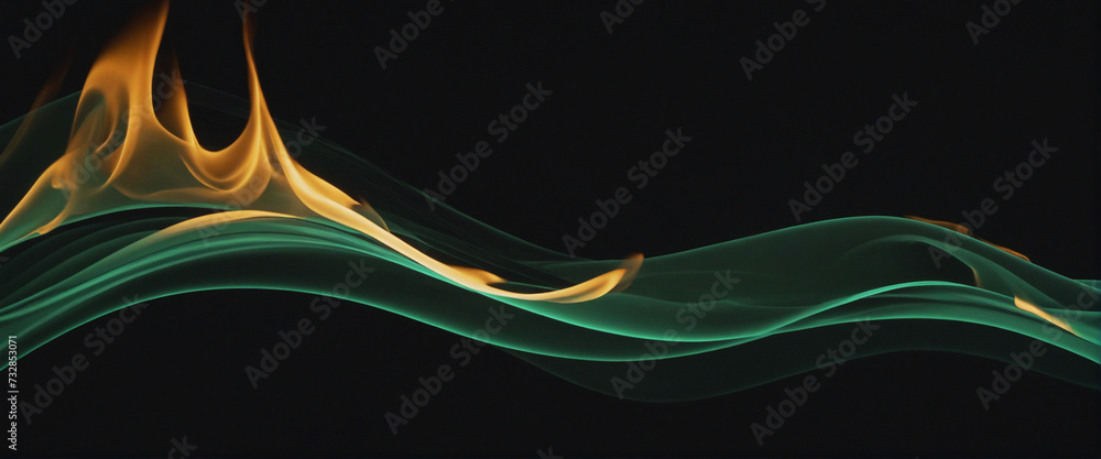 Aufkleber dynamic black background with flowing blue and green smoke waves created by generative ai in english