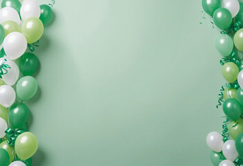 "Chic pastel green balloon border perfect for festive birthday celebrations and grand opening promotions"