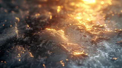 Icy sheen on metal: Exploring texture contrasts and crystal formations