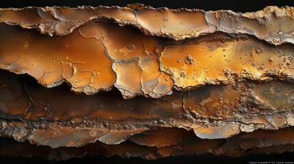 High-detail image of a flaking rust texture on steel, focusing on the depth and layers of corrosion