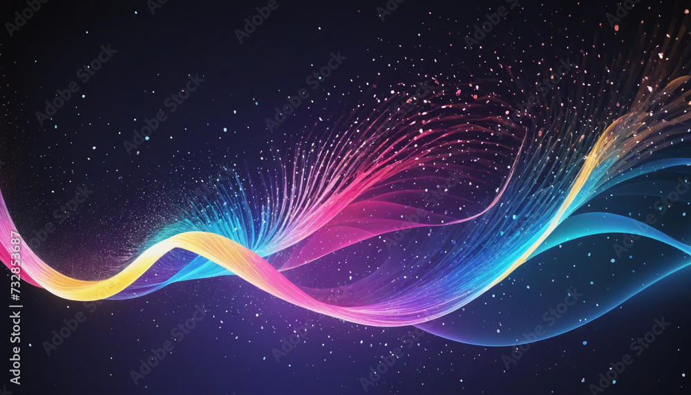 Poster fluorescent waveforms of vibrant particles dance in dynamic harmony with sound and music visualizati
