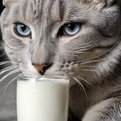 cat with milk