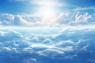 Foto op Plexiglas Clear daylight with stunning clouds. Generative AI © Persephone