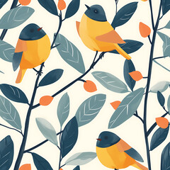 seamless pattern with birds - obrazy, fototapety, plakaty