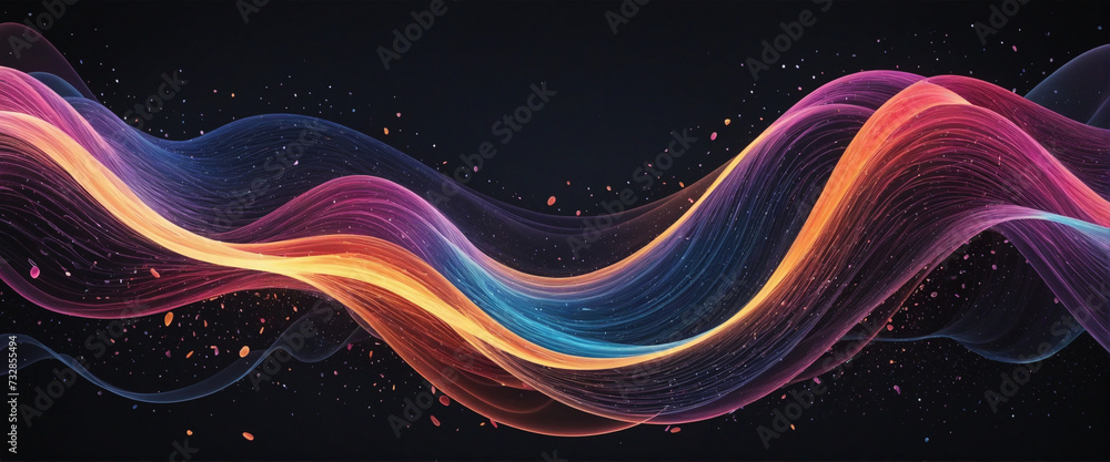 Poster dynamic wave form abstract background for audio and music visualization.