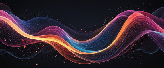 Vibrant particle wave abstract background for sound and music visualization