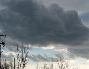 dark storm clouds over the city