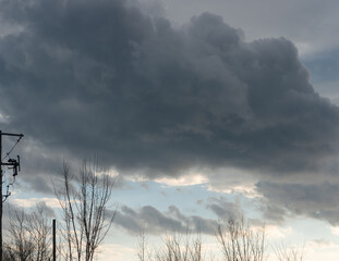 dark storm clouds over the city