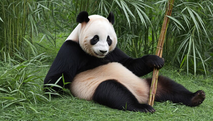 Lone panda on clear background_png