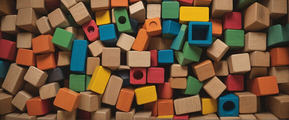 Colorful assortment of growing wooden blocks