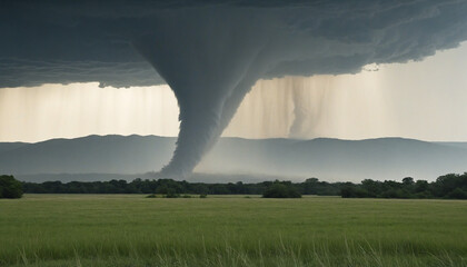 Massive tornado generated in a rural area