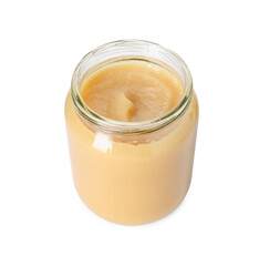 Obraz na płótnie Canvas Baby food. Tasty healthy puree in jar isolated on white
