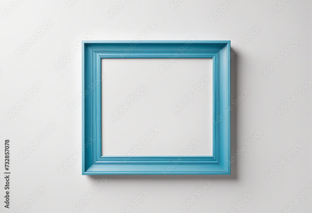 Poster simple blue frame on white background with space for image