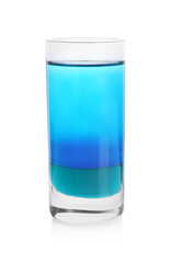 Shooter in shot glass isolated on white