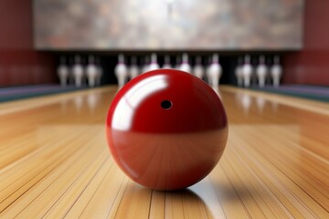 3D rendered image of bowling strike. Generative AI