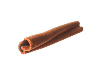 One aromatic cinnamon stick isolated on white