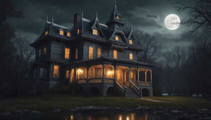 Obraz premium Spooky Cabin in the Forest