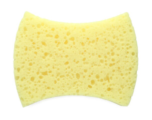 One yellow sponge isolated on white, top view