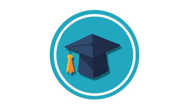 Graduation cap Icon of nice animated for your videos easy to use with Transparent Background