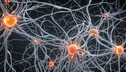A complex network of brain cells and connections within essential brain regions.