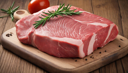 Raw meat on a wooden surface