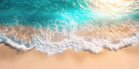 Fototapeta premium Top view waves on the sand beach summer holiday vacation concept