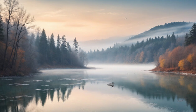 Dreamy landscapes in delicate watercolor technique with soft, flowing colors and intricate details