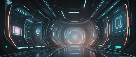 Futuristic sci fi abstract background with external panels and technology elements