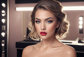 Elegant Female in Beauty Studio Decor