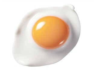 Tasty fried chicken egg isolated on white, top view