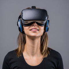 woman wearing a virtual reality headset