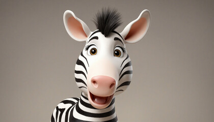 Naklejka premium Adorable animated zebra character