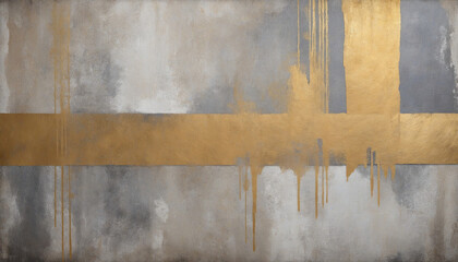 Elegant Gold and Gray Strokes on Weathered Wall