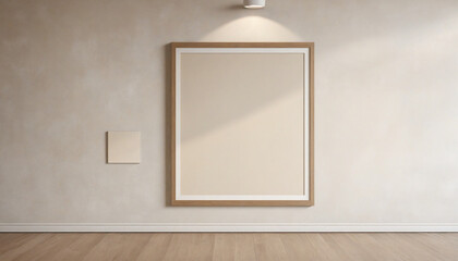 Beige-Toned Frame Template on Beige Wall, Lit by Studio Lighting for Creative Background Compositions