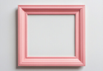 Pink square photo frame on white background with space for image