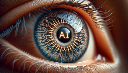Human Eye with AI Circuitry Detail